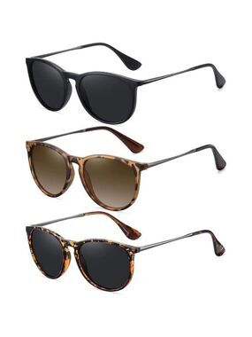Retro Round Sunglasses Womens Polarized UV Protection Vintage Trendy Glasses